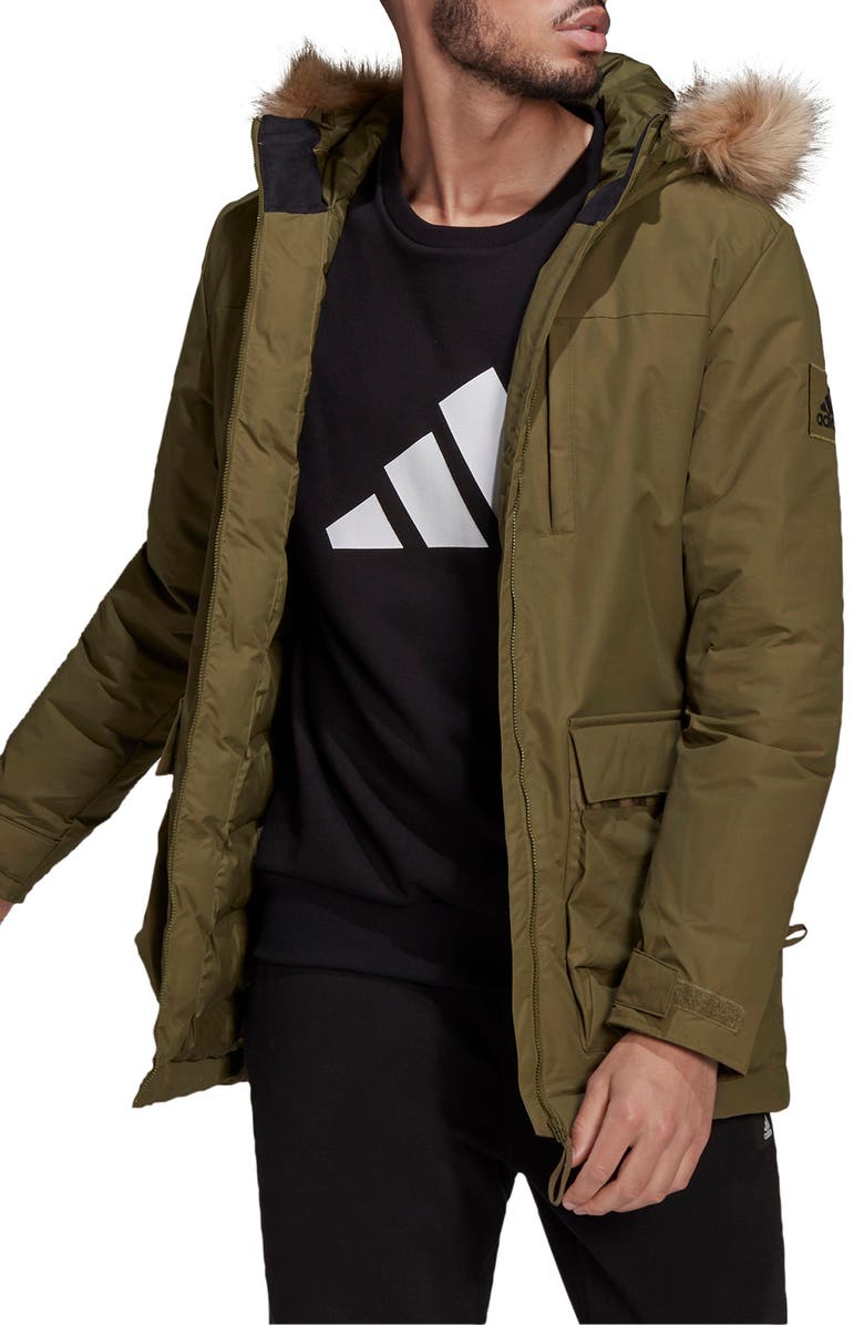 adidas Utilitas Hooded Parka with Faux Fur Trim, Main, color,