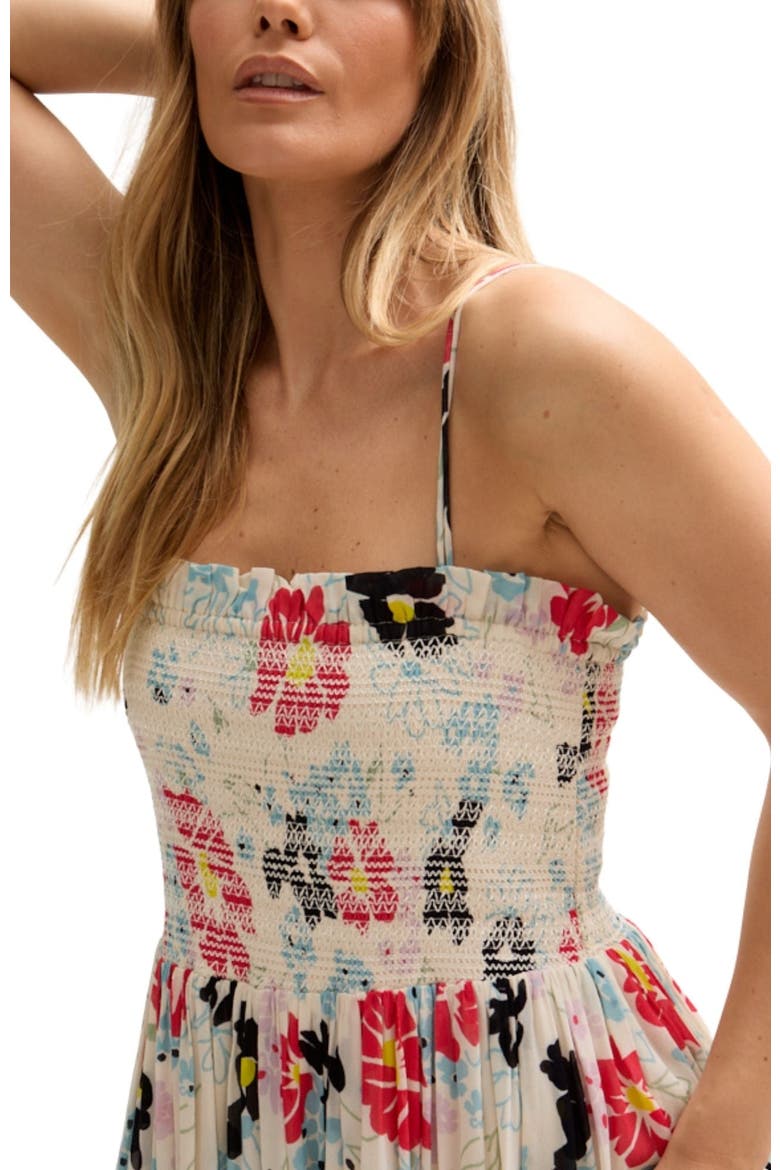 Jessica Detachable Strap Poppy Print Midi Dress, Alternate, color, Cream