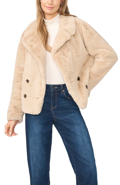 Double Breasted Faux Fur Peacoat