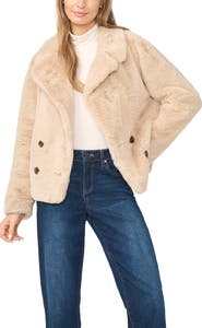 Halogen® Double Breasted Faux Fur Peacoat