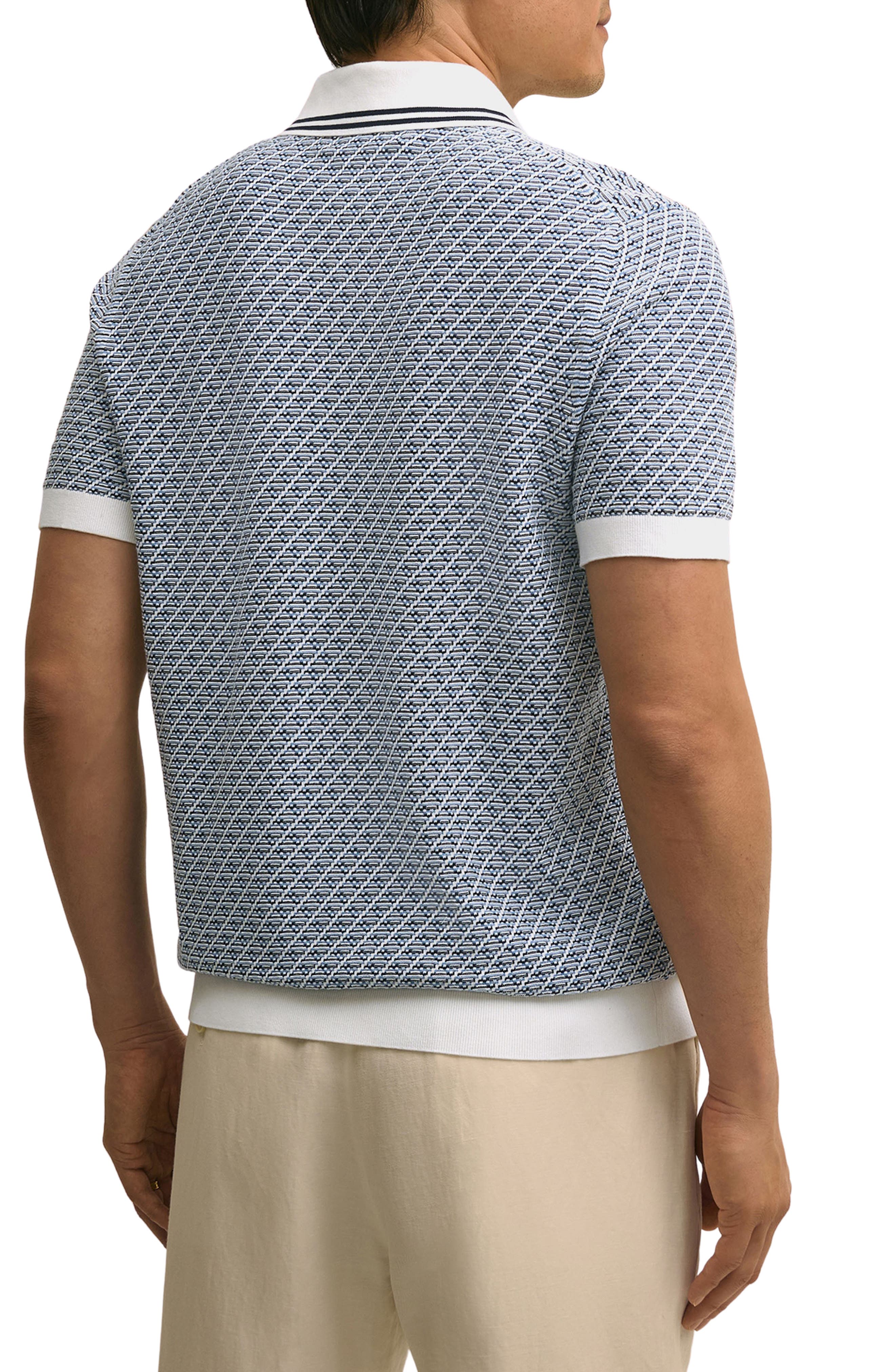 Geometric Textured Cotton Polo Sweater - image 2