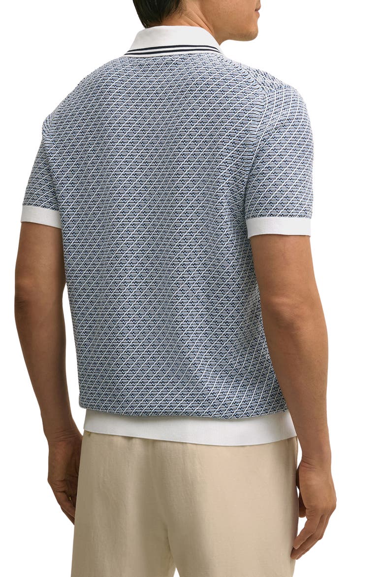 Geometric Textured Cotton Polo Sweater, Alternate, color, TEXTURE DIAMOND IVORY MULTI