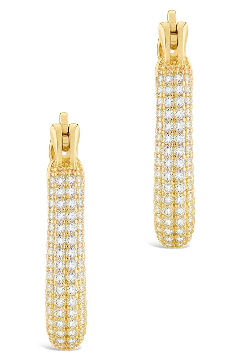 Full Pav Cubic Zirconia Hoop Earrings, Alternate, color, GOLD