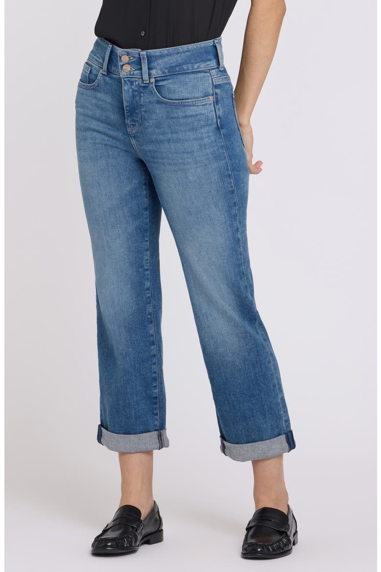 Bailey High Waist Crop Relaxed Straight Leg Jeans, Main, color, BREEZY PALMS