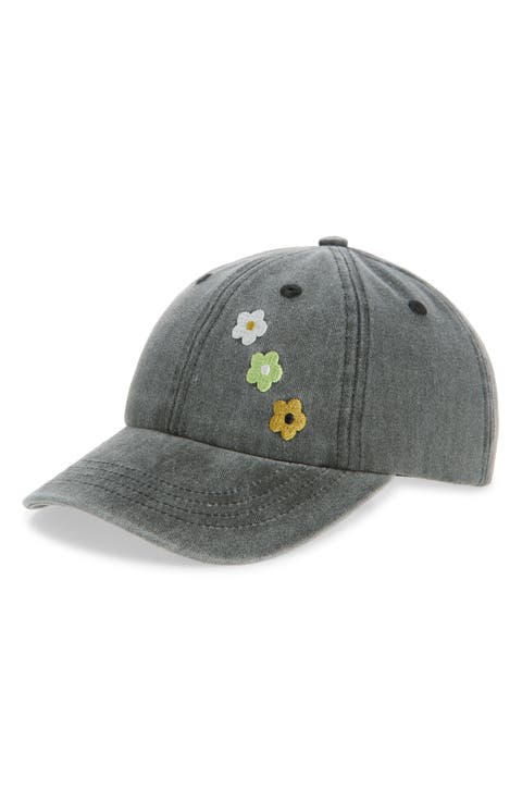 Kids' Embroidered Floral Denim Baseball Cap