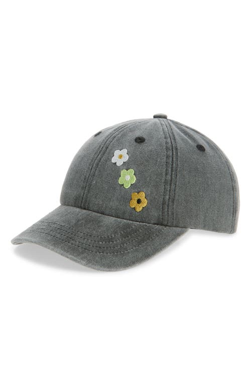 Ruby & Ry Kids' Embroidered Floral Denim Baseball Cap in Black  product