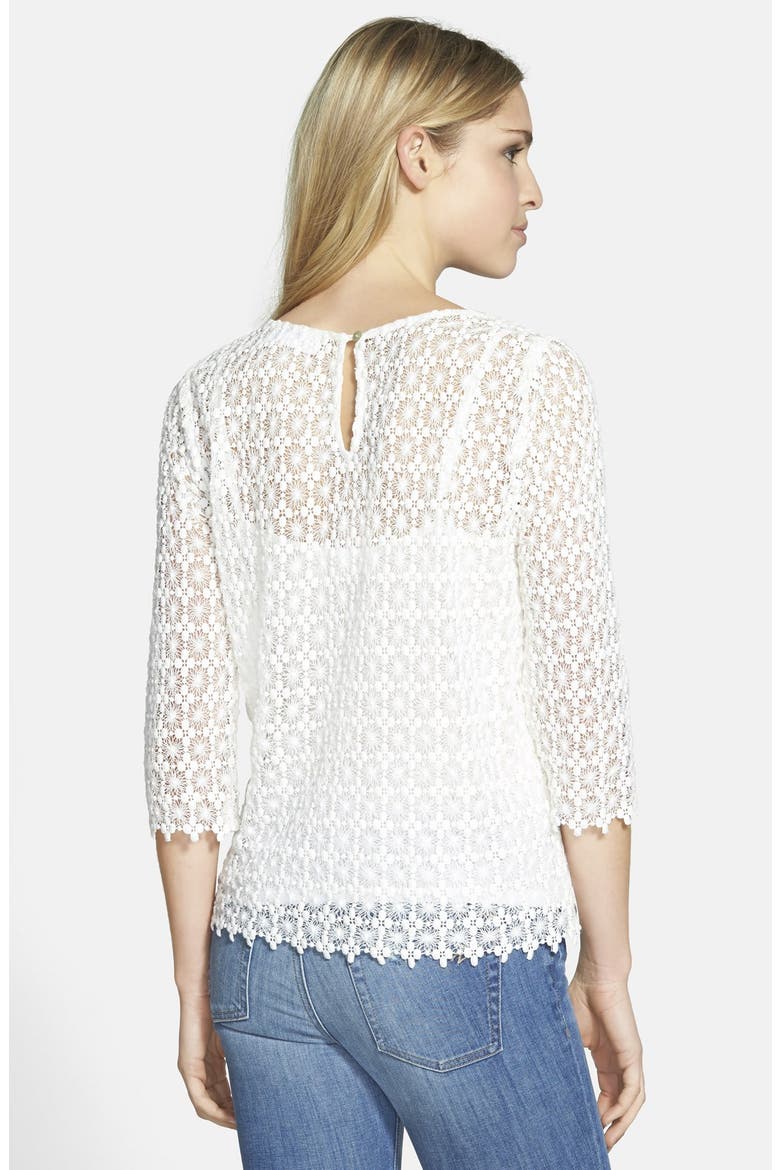 by Graham & Spencer Three-Quarter Sleeve Lace Top, Alternate, color, CREAM