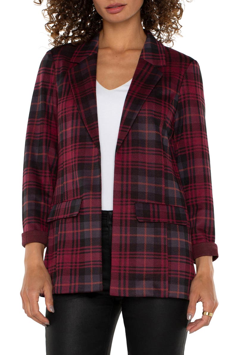 Liverpool Los Angeles Plaid Knit Boyfriend Blazer, Main, color,