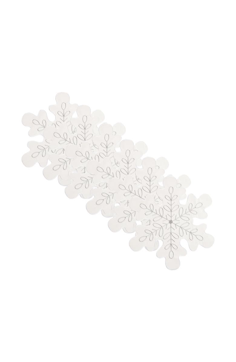 C&F Home Sparkle Snowflake Round Placemats Set of 6, 17", Main, color, White