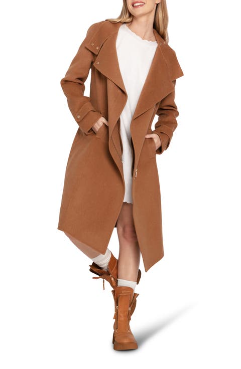 Envy Me Asymmetric Zip Wool Blend Coat
