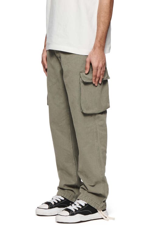 Purple Brand Wide Leg Cotton Canvas Cargo Pants In Green