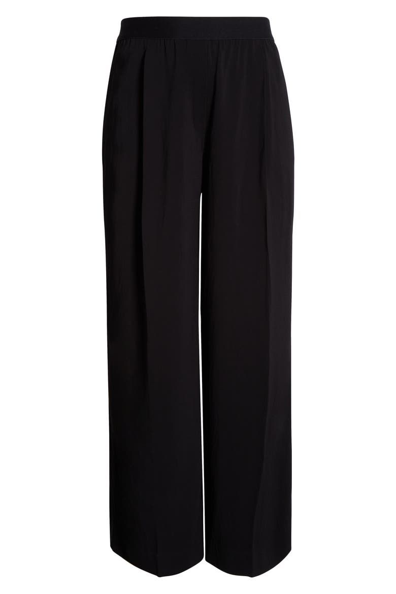 Pintuck Pull-On Straight Leg Pants, Alternate, color, BLACK