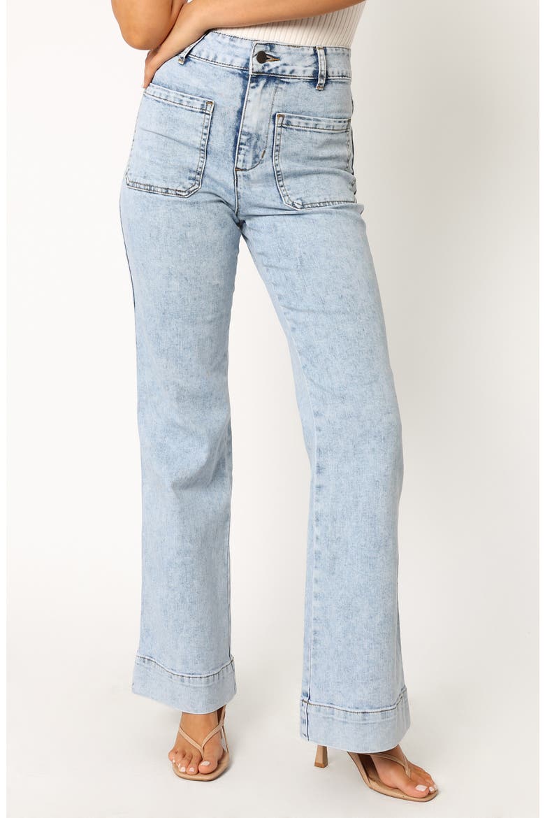 Nico Patch Pocket High Waist Wide Leg Jeans, Main, color, BLUE