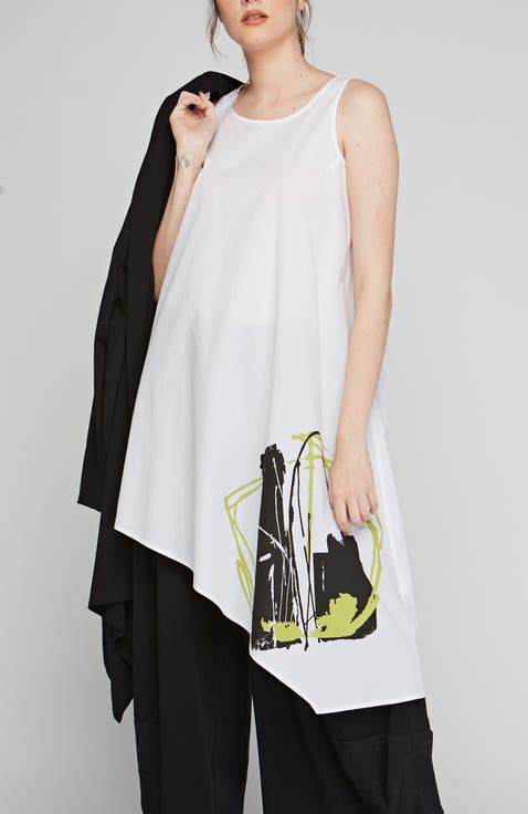 Allegro Printed Asymmetrical Poplin Tunic
