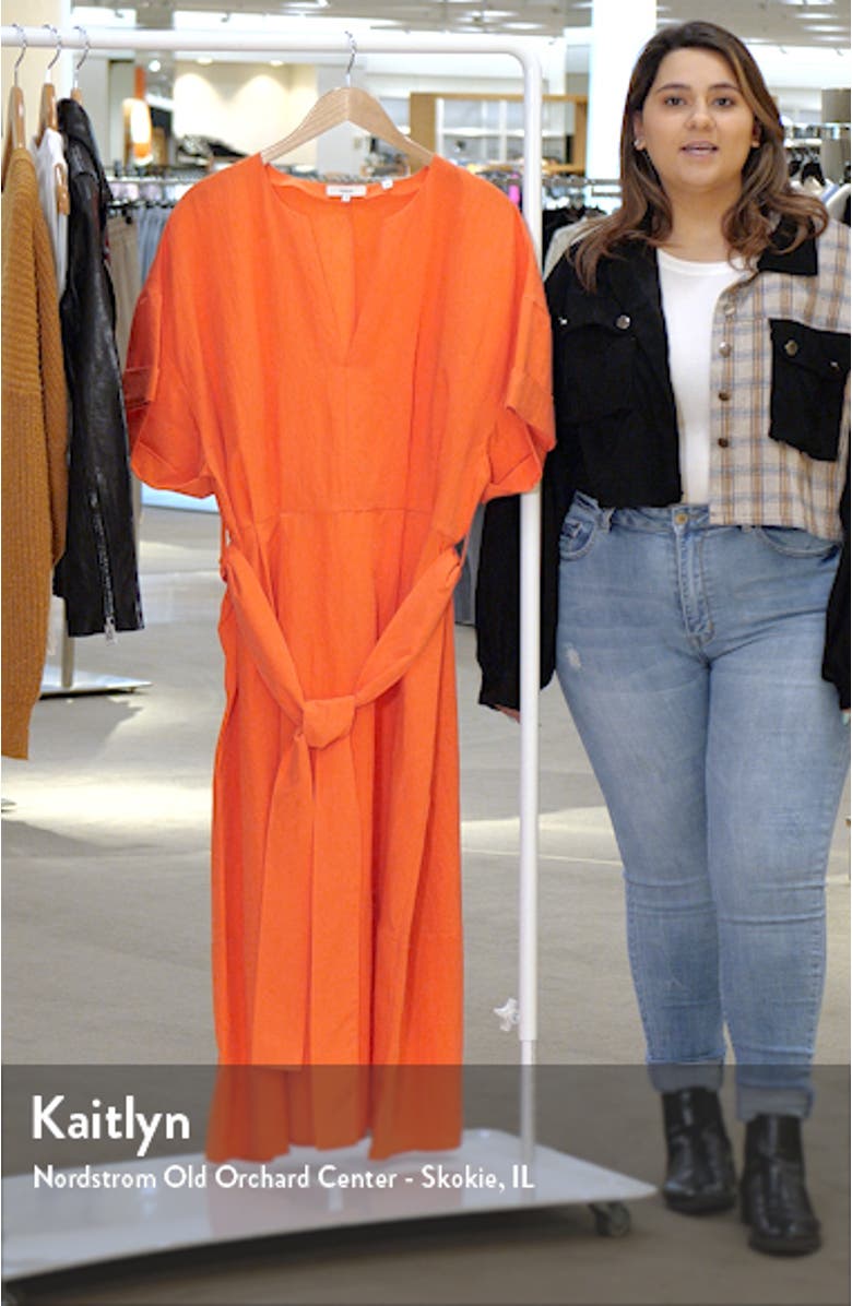 Cuff Sleeve Belted Midi Dress, sales video thumbnail