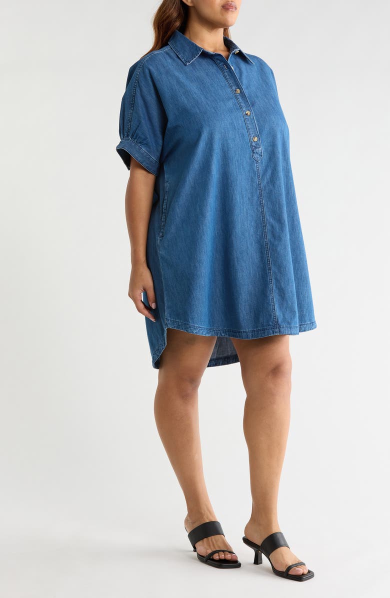 Treasure & Bond Chambray Polo Shift Dress, Alternate, color, Medium Wash