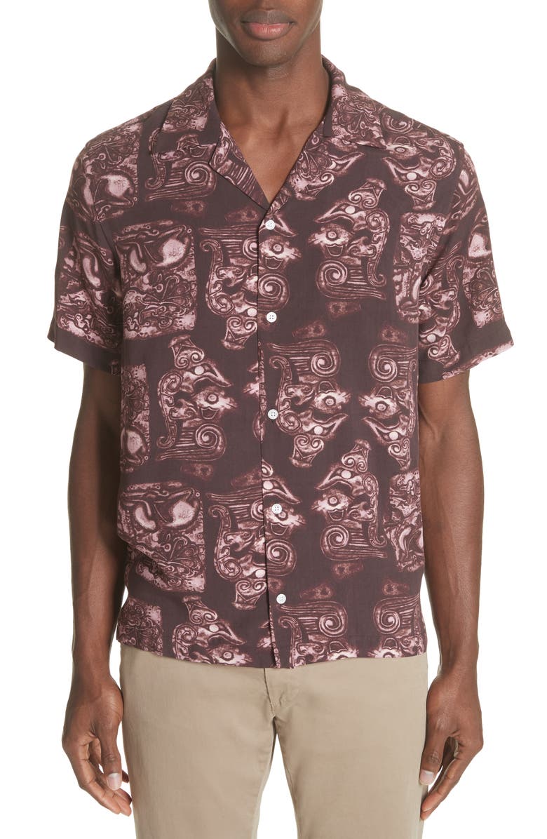Saturdays NYC Canty Pendant Print Camp Shirt, Main, color,