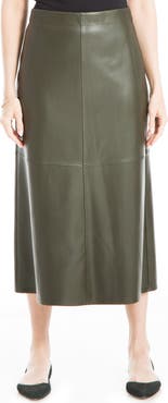 MAX STUDIO Faux Leather A-Line Skirt