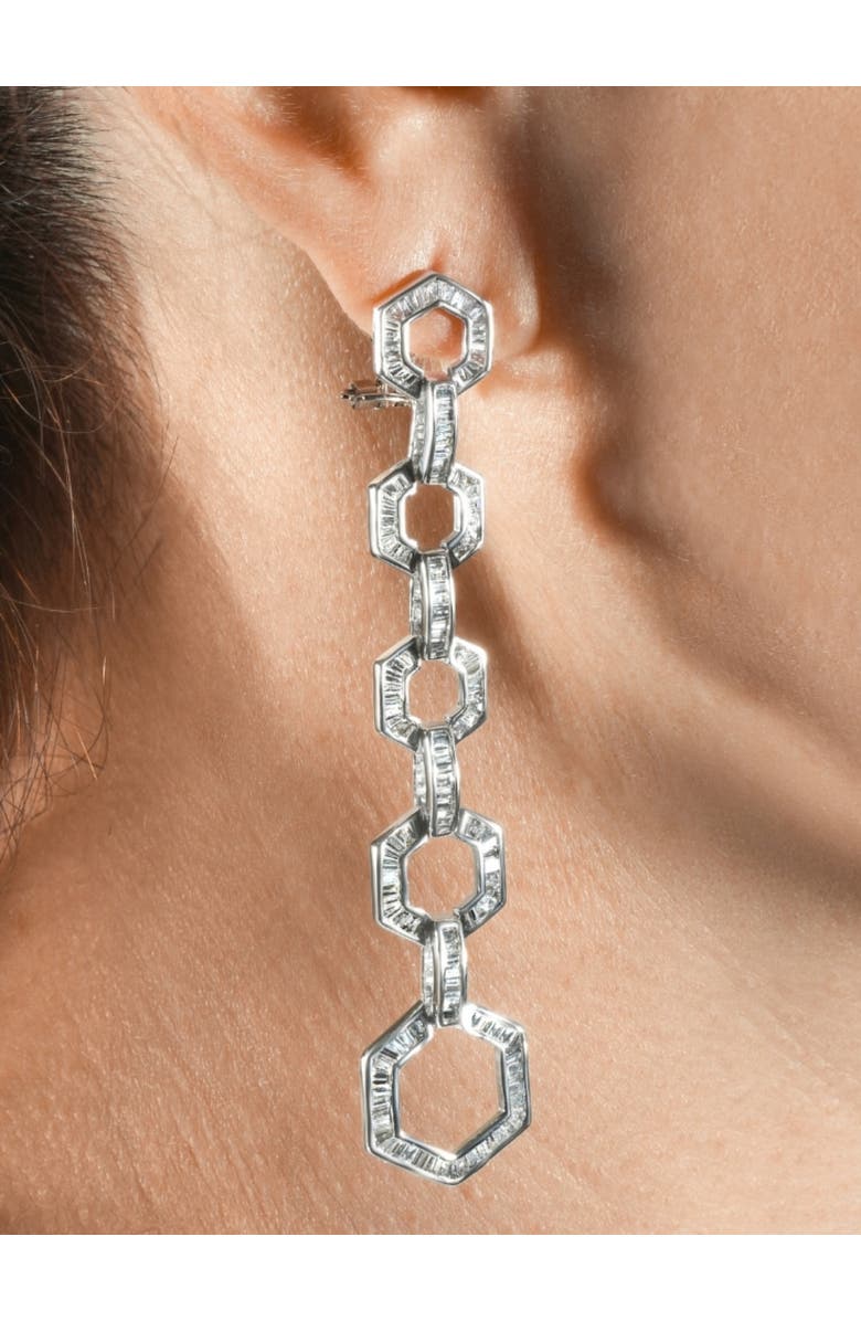 Bliss Diamond 3.80Ct TW 18k Gold 2 3/4" Dangle Hexagon Baguette Diamond Dangle Earrings, Alternate, color, 