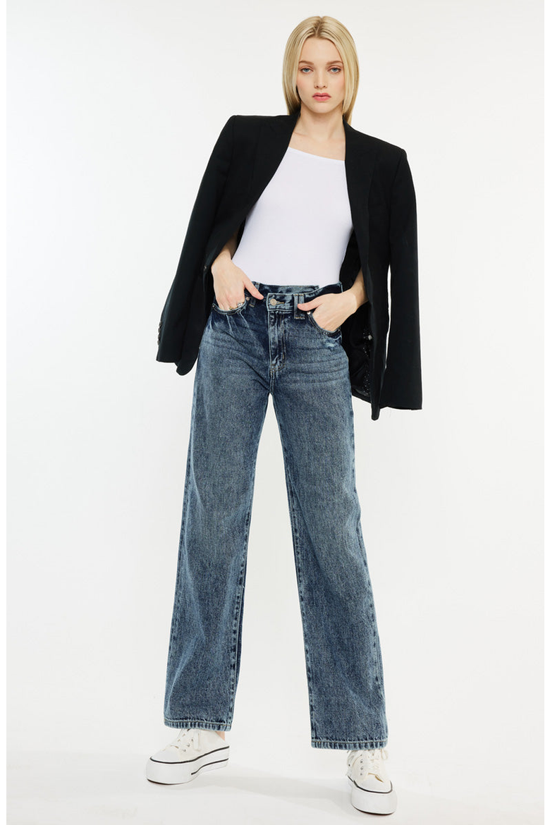 Kora High Rise 90's Straight Leg Jeans, Alternate, color, Dark Wash