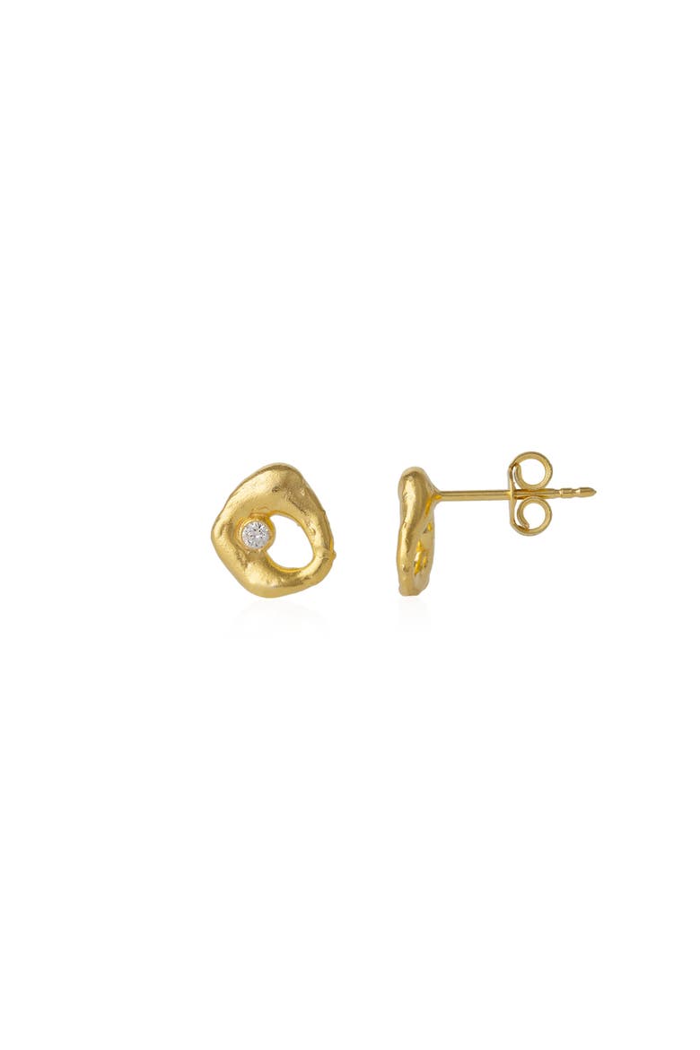 Dripping Molten Natural Textured Sterling Silver Authentic Earrings, Main, color, Gold