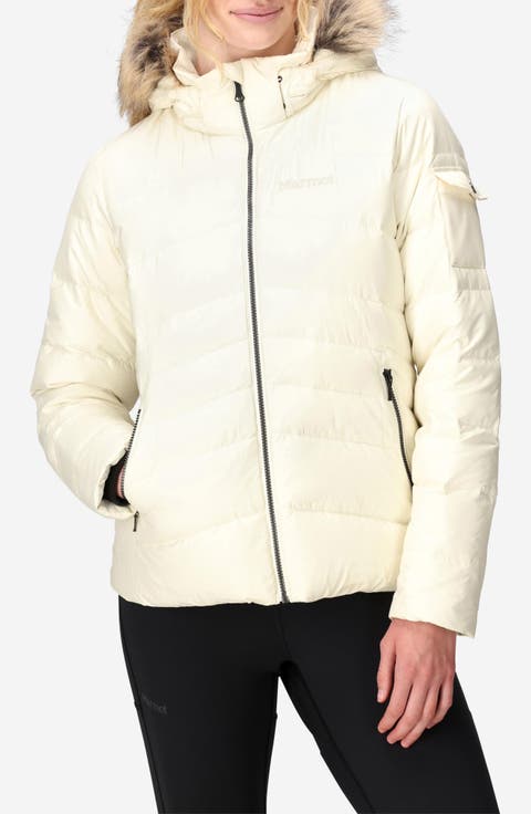 Ithaca 700 Fill Power Down Hooded Jacket with Faux Fur Trim