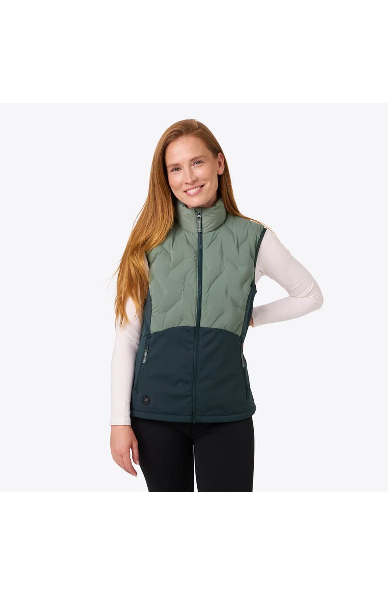 Mobile Warming Women's Natural Down Hybrid Heated Vest, Main, color, Sage/Olive