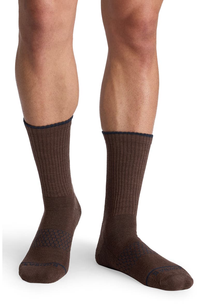 Merino Wool Blend Calf Socks, Alternate, color, COFFEE HEATHER