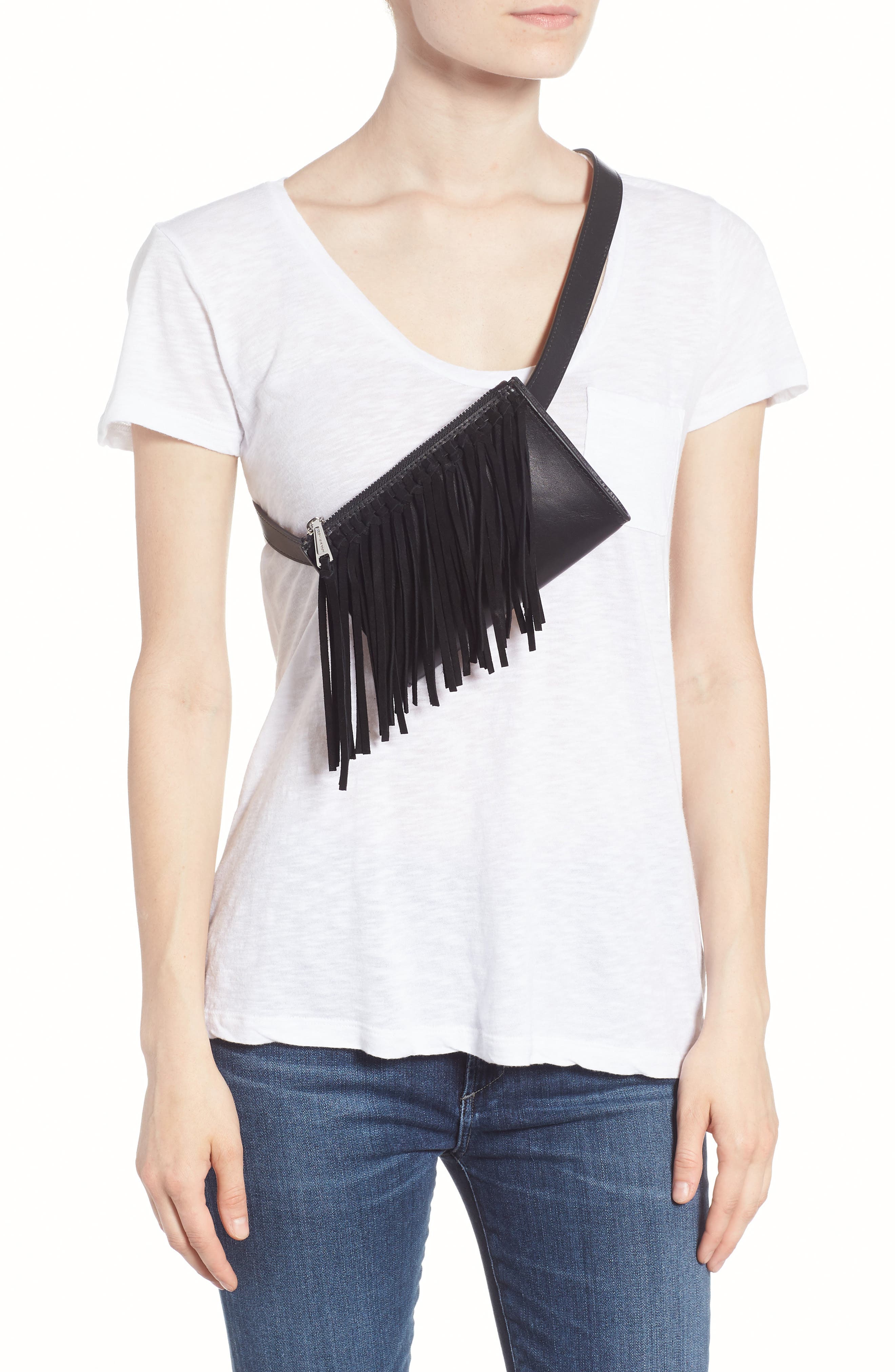 Rebecca Minkoff Fringe Belt Bag, Alternate, color, 