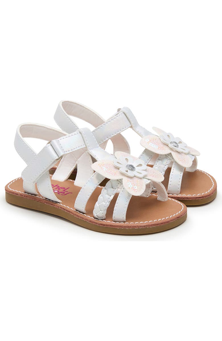 RACHEL SHOES Kids' Braided Flower Sandal, Main, color, White Pearl