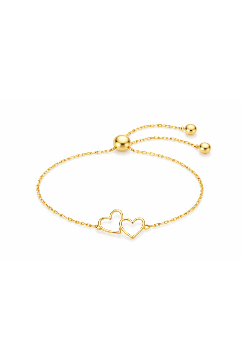 Gold-Tone Double Heart Adjustable Bracelet, Main, color, Gold