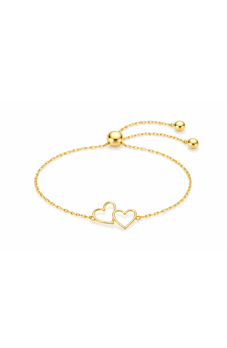 Donatello Gian Gold-Tone Double Heart Adjustable Bracelet, Main, color, Gold