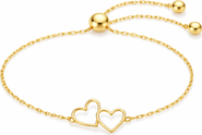 Donatello Gian Gold-Tone Double Heart Adjustable Bracelet
