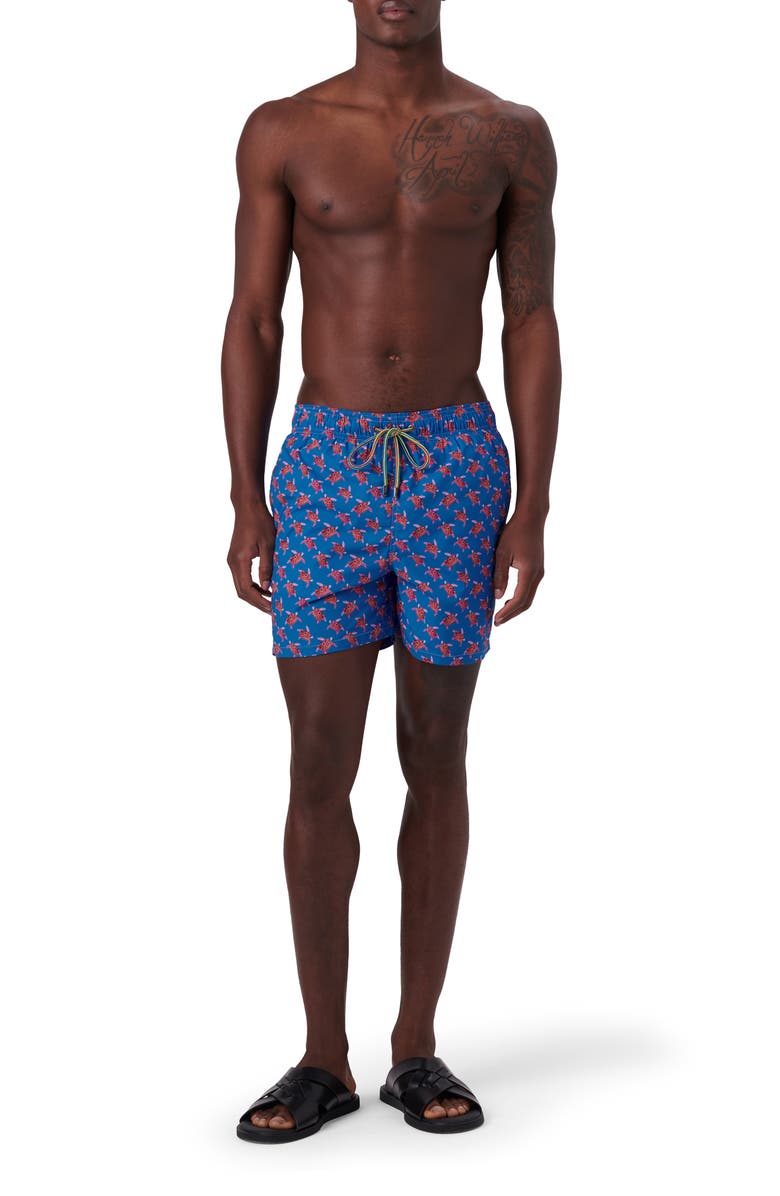 Bugatchi Archer Turtle Print Swim Trunks, Alternate, color,