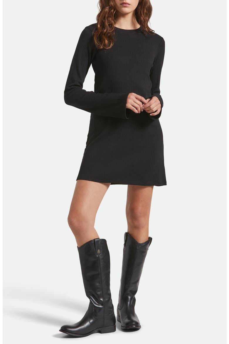 Dolly Long Sleeve Cotton Knit Dress, Main, color, BLACK