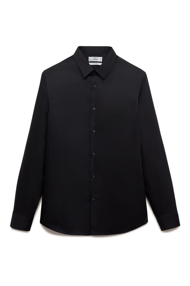 Slim Fit Cotton Button-Up Shirt, Alternate, color, BLACK