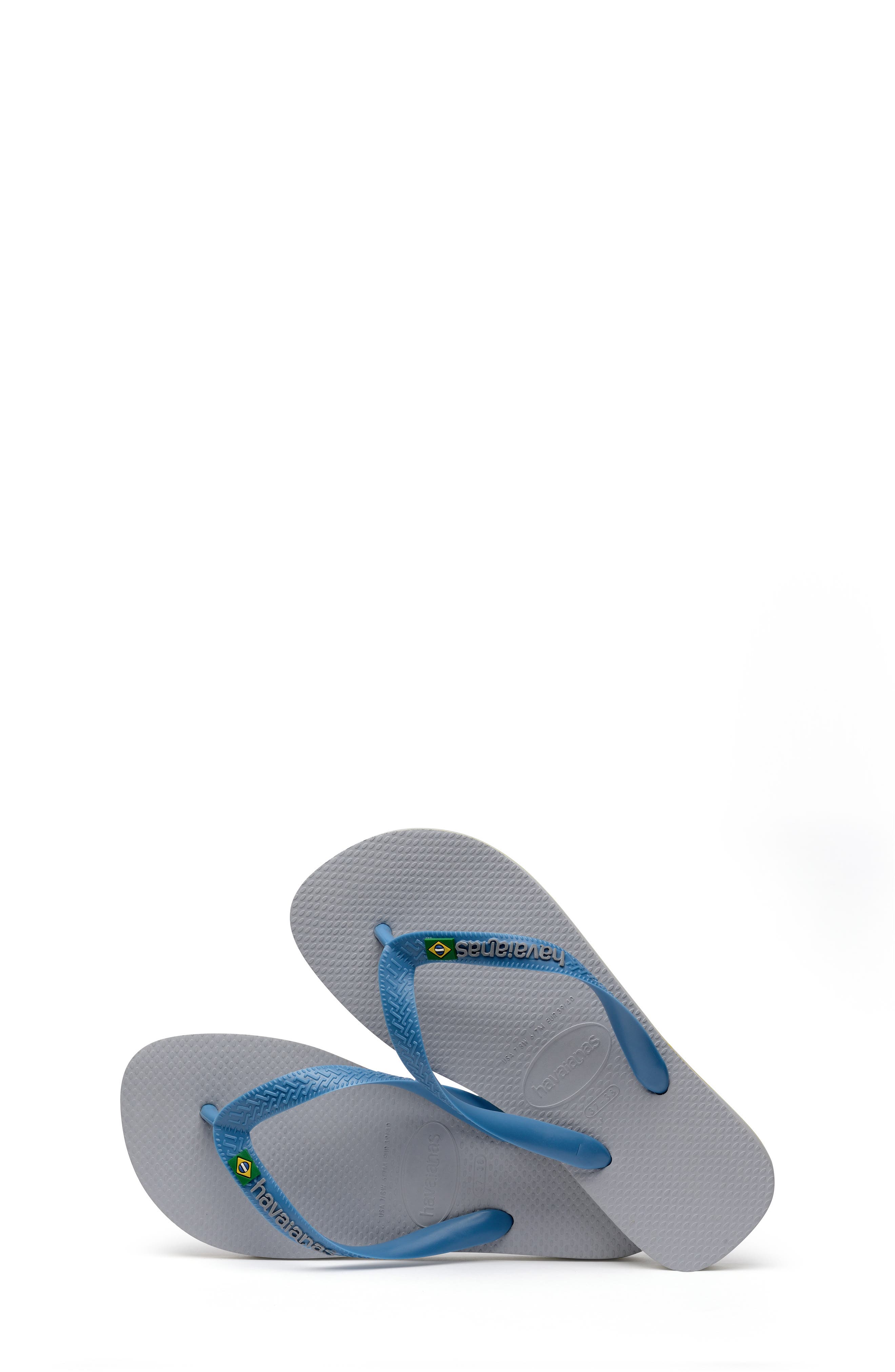 Kids' Brazil Logo Flip Flop, Alternate, color, ICE GREY
