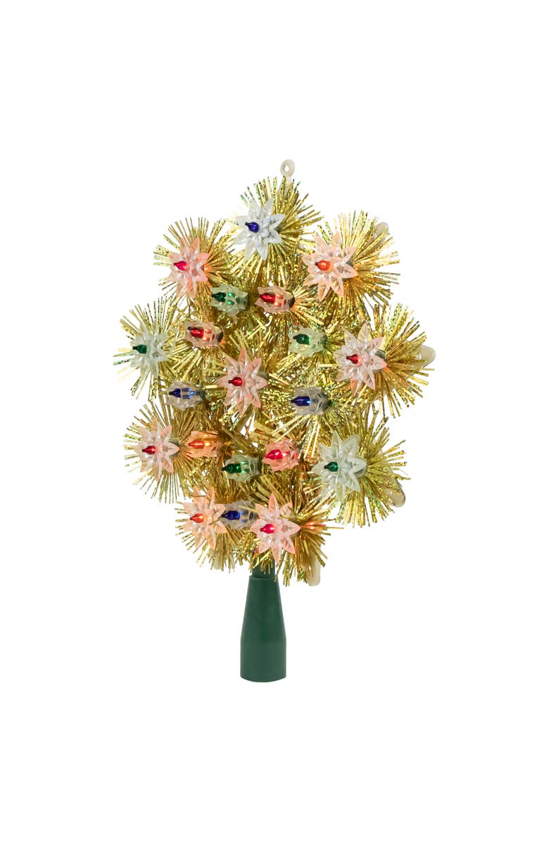 Northlight 8" Lighted Gold Retro Tinsel Snowflake Christmas Tree Topper - Multi Lights, Alternate, color,
