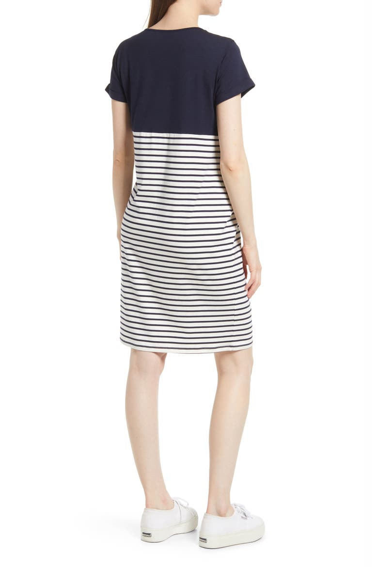 Stripe Maternity/Nursing Nightgown, Alternate, color, NAVY