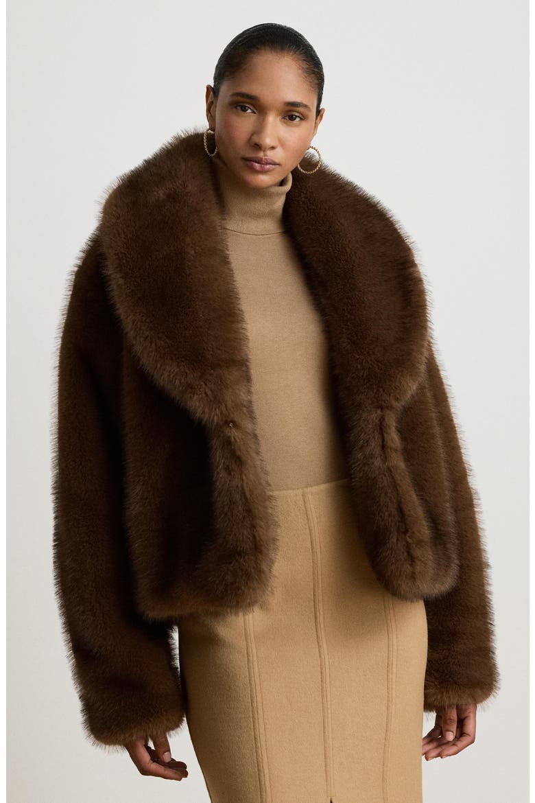 Faux Fur Coat, Alternate, color, CAMEL BEIGE