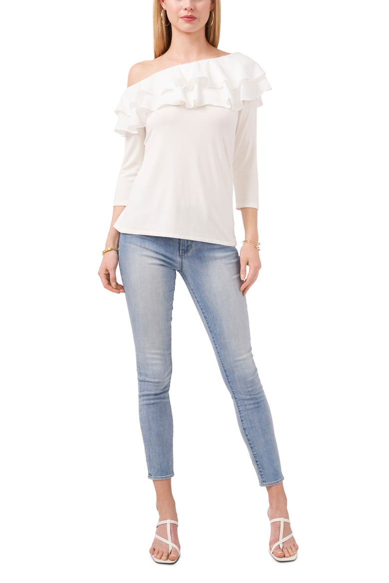 Ruffle One Shoulder Top, Alternate, color, NEW IVORY