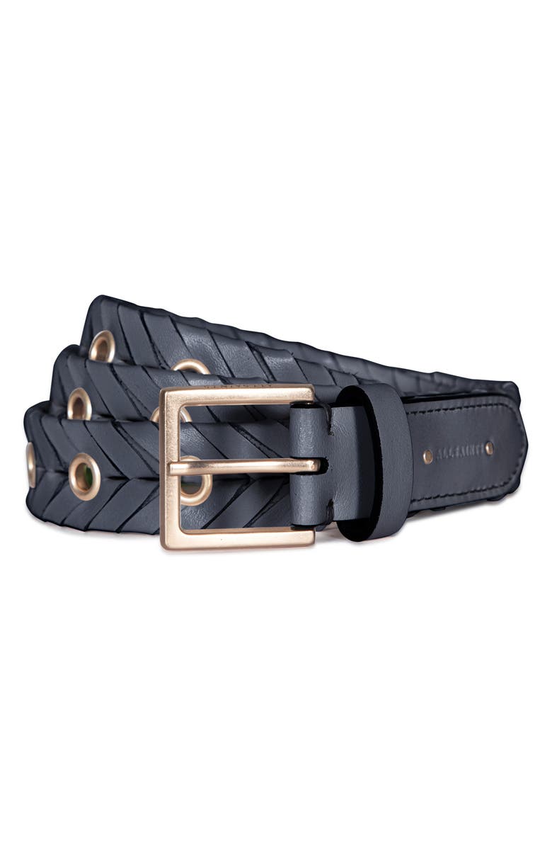 AllSaints Woven Leather Eyelet Belt, Alternate, color,