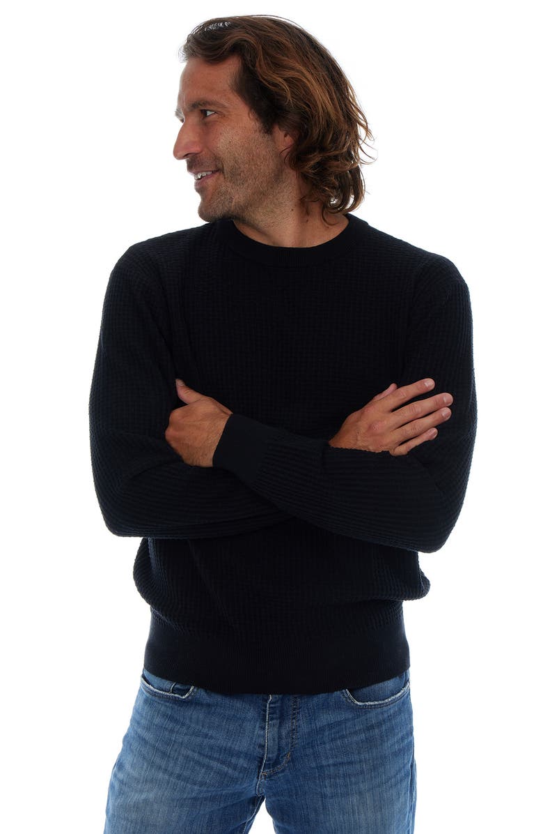 PX Textured Cotton Sweater, Alternate, color, Black