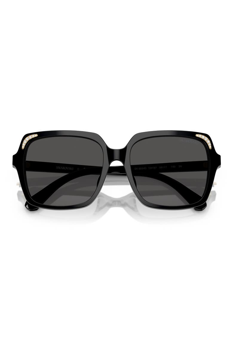 56mm Square Sunglasses, Alternate, color, BLACK