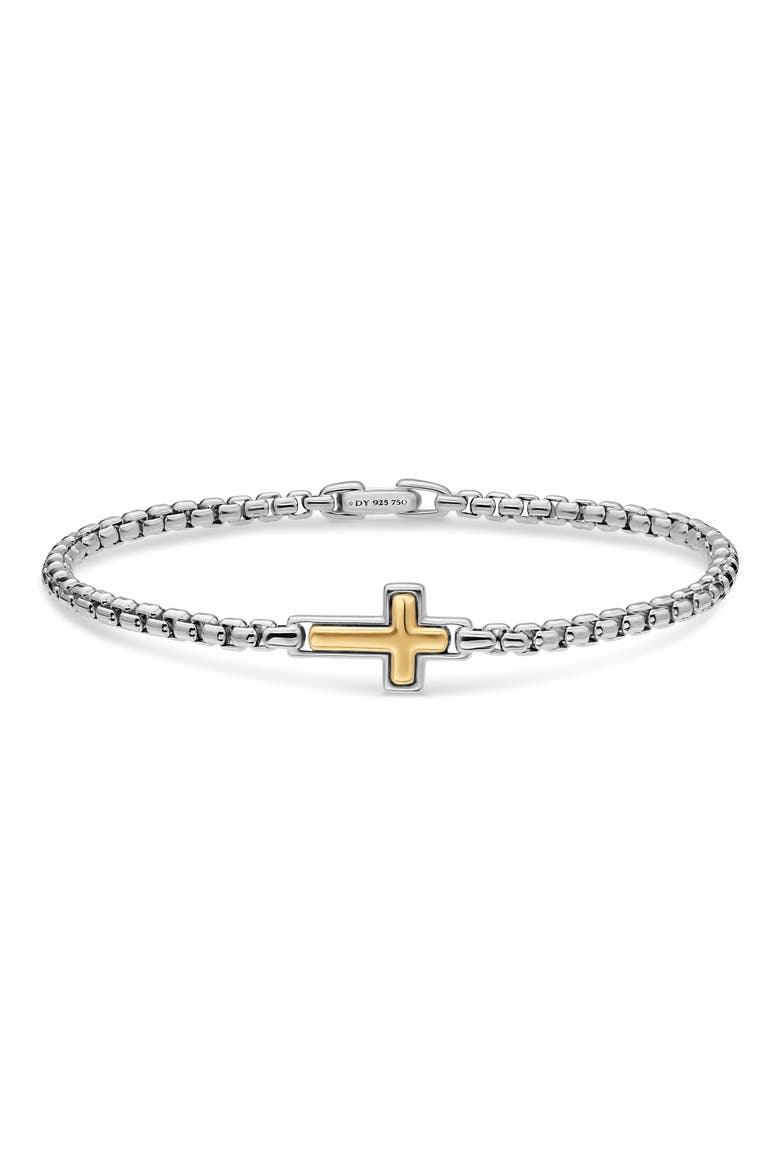 Cross Station Box Chain Bracelet, Main, color, SILVER