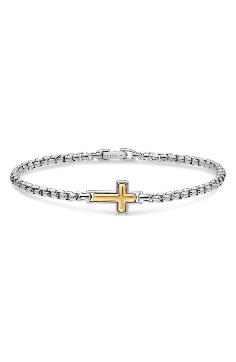 David Yurman Cross Station Box Chain Bracelet, Main, color, Silver