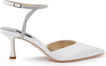 Cassandra Logo Kitten Heel Ankle Strap Sandal