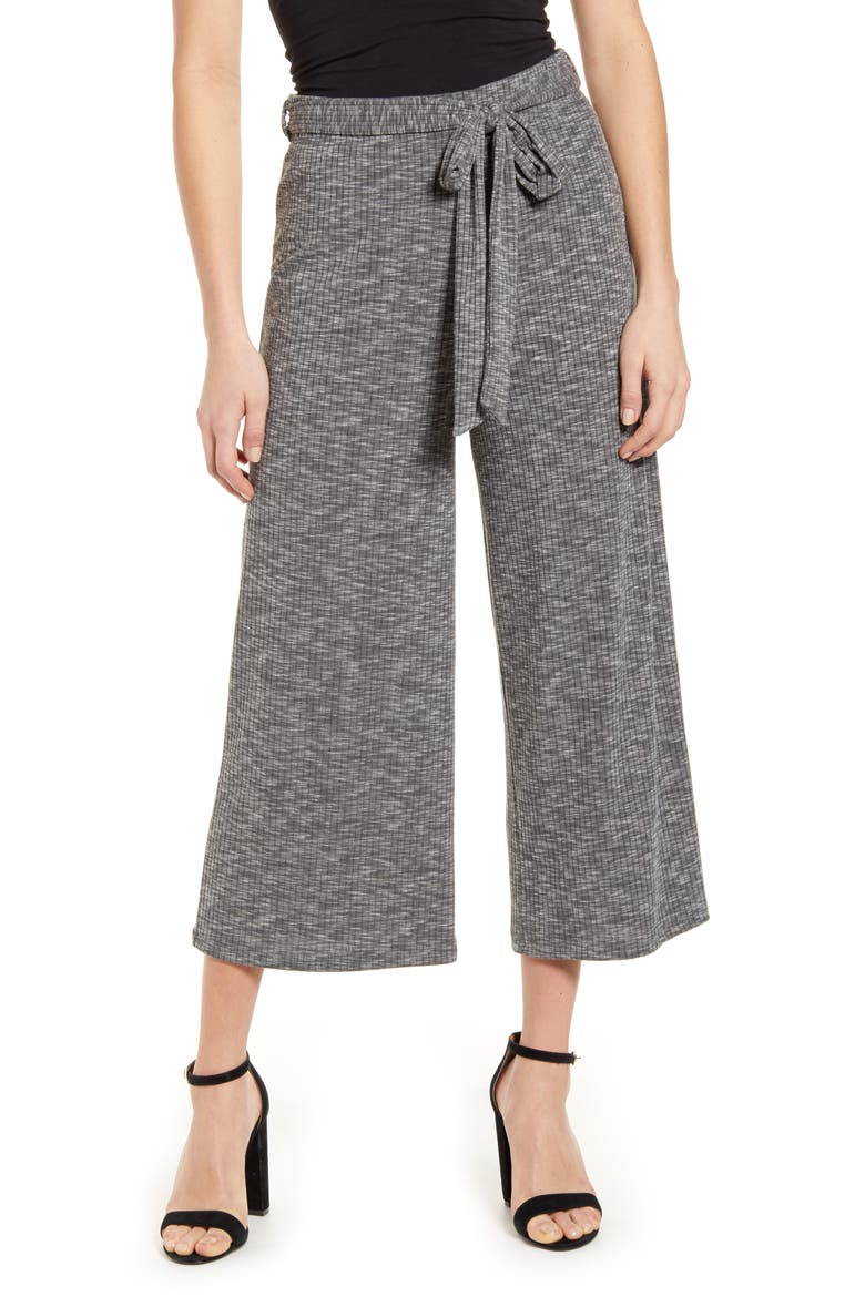 Rib Knit Crop Pants, Main, color, GRAPHITE