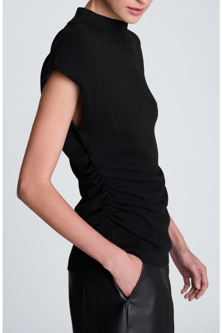 Asymmetrical Mock Neck Sweater, Alternate, color, BLACK