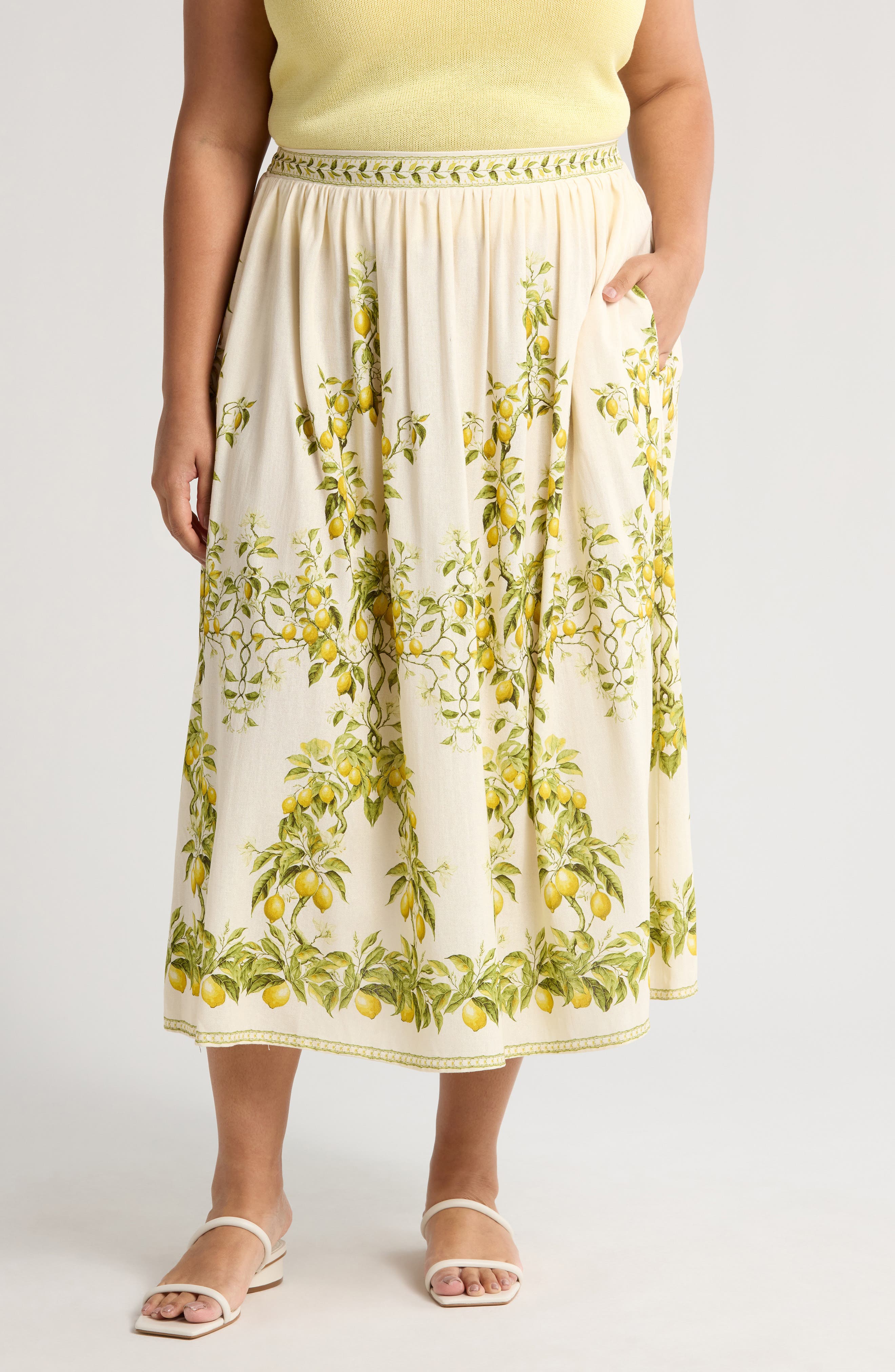 MAX STUDIO Border Print Maxi Skirt